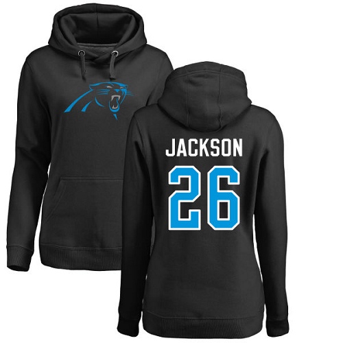 Carolina Panthers Black Women Donte Jackson Name and Number Logo NFL Football #26 Pullover Hoodie Sweatshirts->nfl t-shirts->Sports Accessory